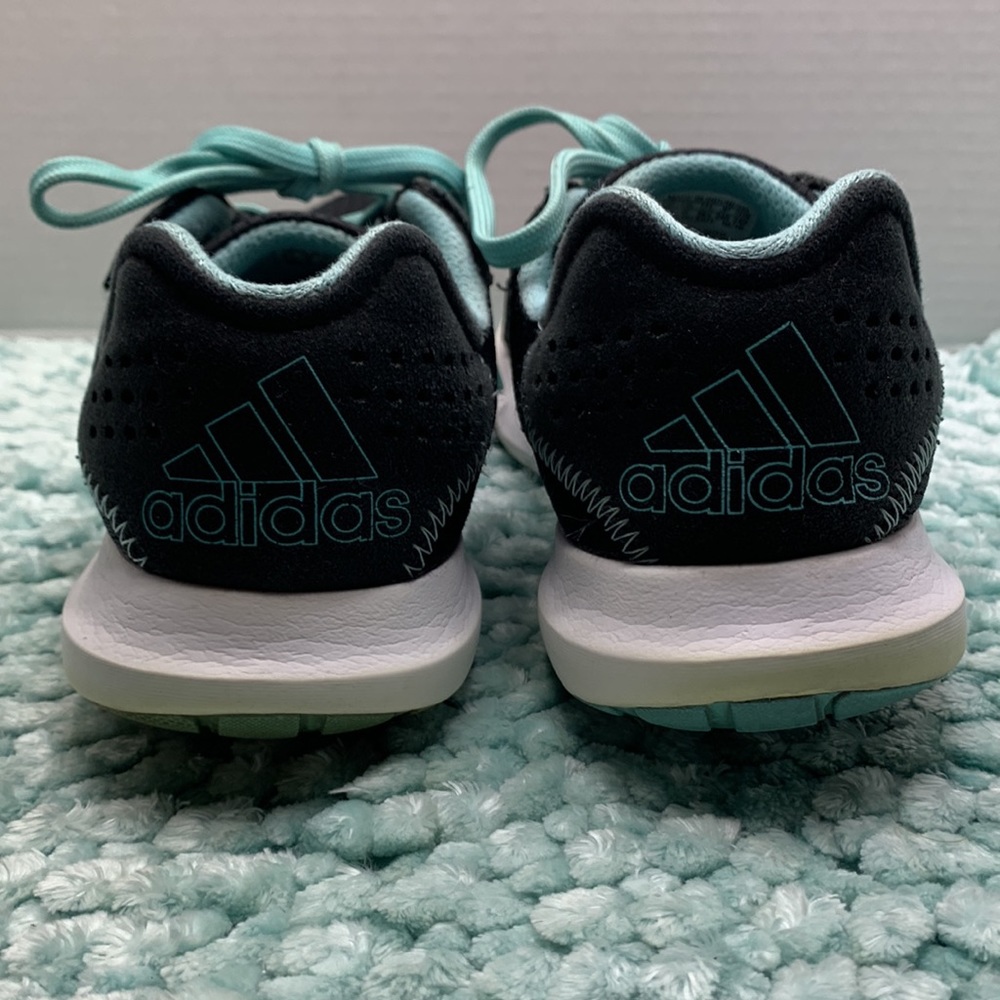 Addidas Running Jogging Workout Shoes Sneakers Black & Aqua Cushion Insoles - Picture 6 of 17